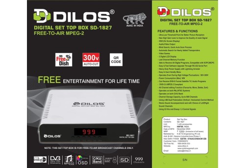 Dilos SD-1827 MPEG-2 SD DVB-S Digital FTA Set-Top Box