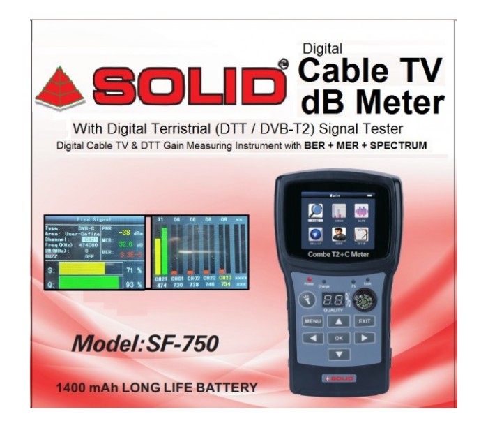 SOLID SF-750 T2+C Combo (BER+MER) dB Meter