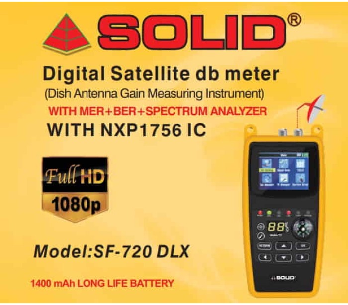 SOLID SF-720 DLX Rechargeable Digital Satellite dB Meter with NXP 1756 IC