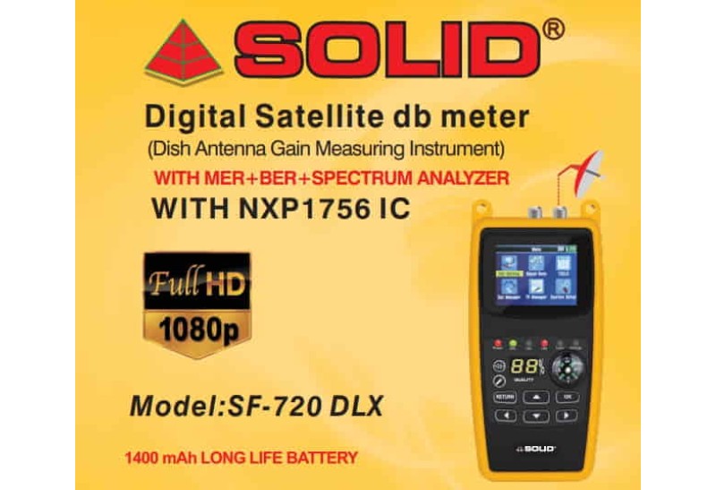 SOLID SF-720 DLX Rechargeable Digital Satellite dB Meter with NXP 1756 IC