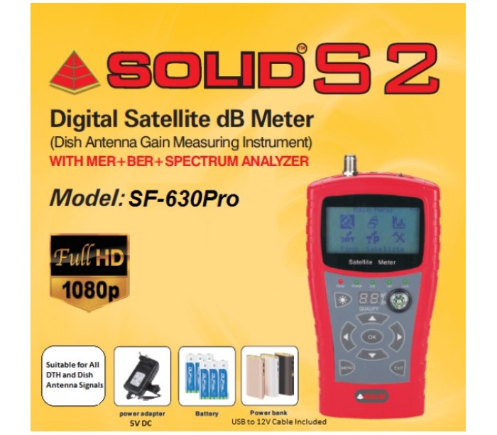 SOLID SF-630Pro S2 Digital Satellite dB Meter with MER+BER+Spectrum Analyzer