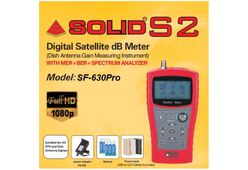 SOLID SF-630Pro S2 Digital Satellite dB Meter with MER+BER+Spectrum Analyzer