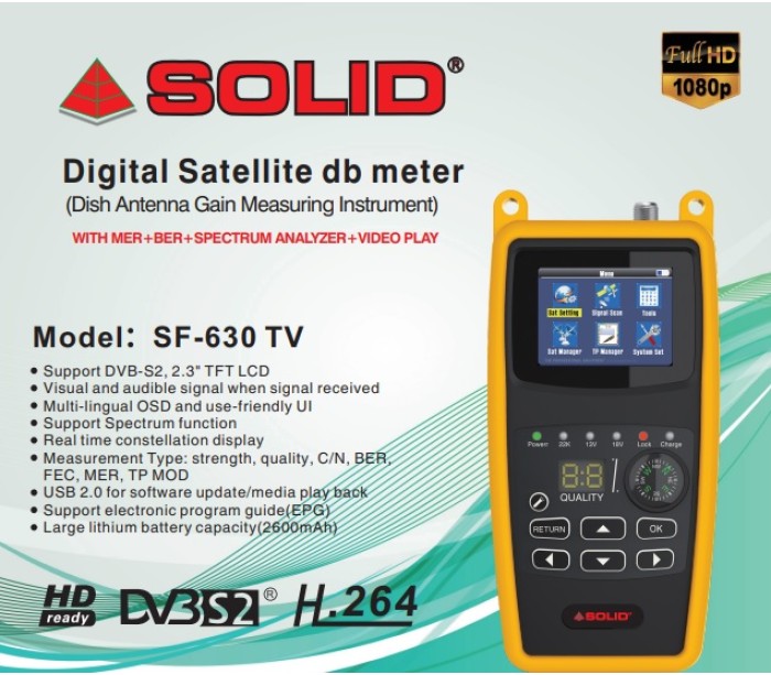 Solid SF-630 TV Digital Satellite dB Meter