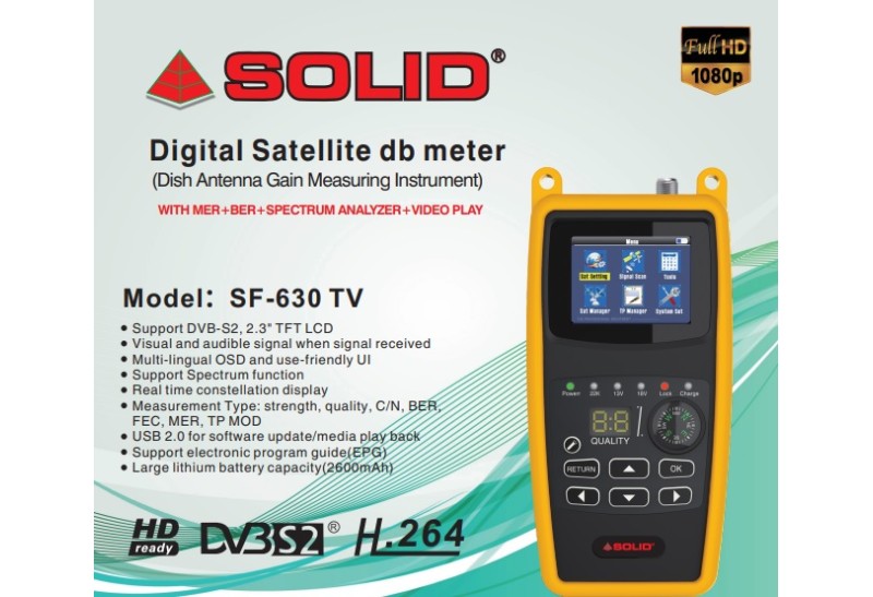 Solid SF-630 TV Digital Satellite dB Meter