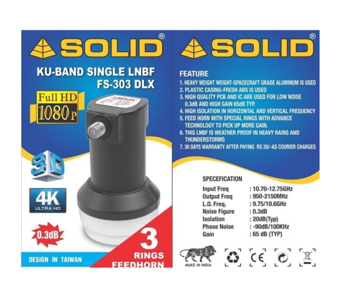 SOLID FS-303DLX Universal Single Ku-Band LNB