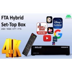 SOLID AHDS2-1080 DD Free dish Suitable FTA Hybrid  Android 10 Smart Box With ONE YEAR FREE OTT SUBSCRIPTION 