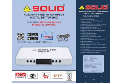 SOLID HDS2-6147 DVB-S2/MPEG-4 FullHD FTA  Set-Top Box with SOLID OTT App