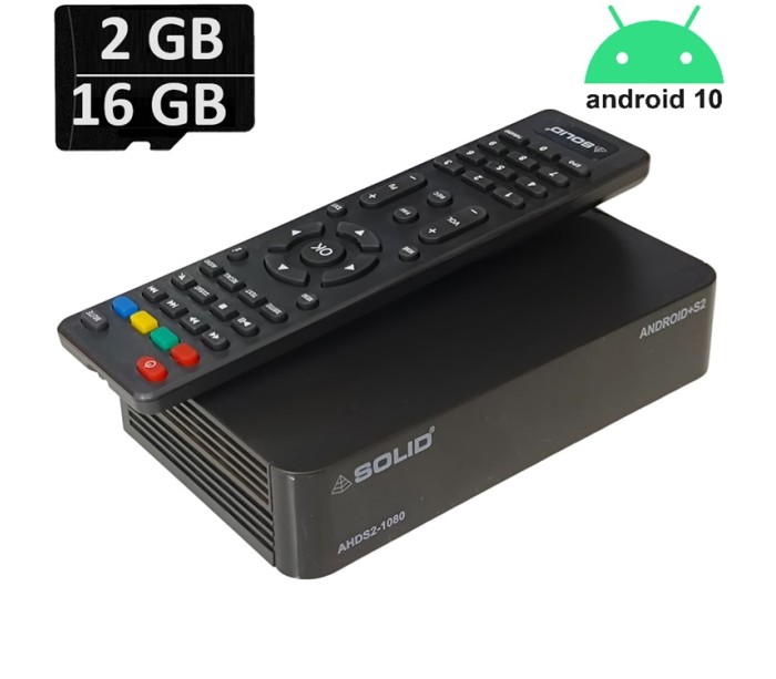 SOLID AHDS2-1080 DD Free dish Suitable FTA Hybrid  Android 10 Smart Box With ONE YEAR FREE OTT SUBSCRIPTION 