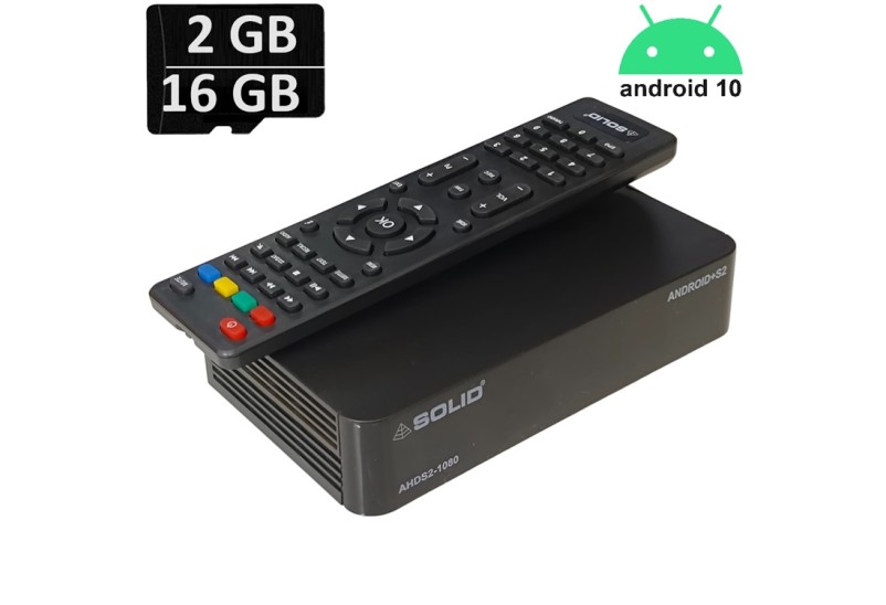 SOLID AHDS2-1080 DD Free dish Suitable FTA Hybrid  Android 10 Smart Box With ONE YEAR FREE OTT SUBSCRIPTION 