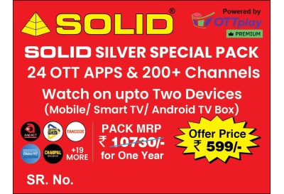 SOLID SILVER 24 OTT BUNDLE PACK ANNUAL SUBSCRIPTION