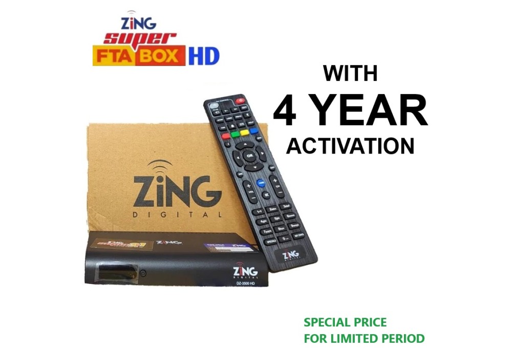 Dish TV Zing Super FTA HD Box With 200+ FTA Channels & Services | No Recharge for 4 Years