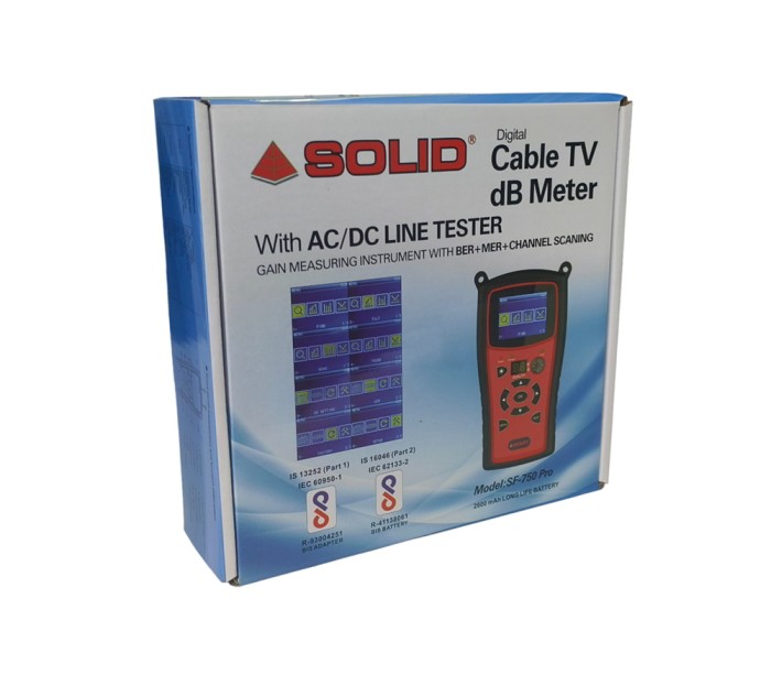 SOLID SF-750PRO DVB-C (BER+MER) Cable TV dB Meter with AC / DC (Color Display)