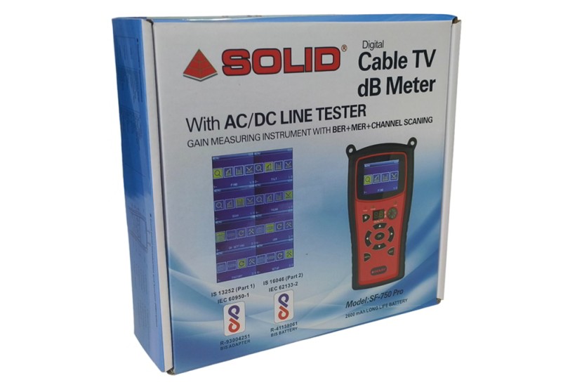 SOLID SF-750PRO DVB-C (BER+MER) Cable TV dB Meter with AC / DC (Color Display)