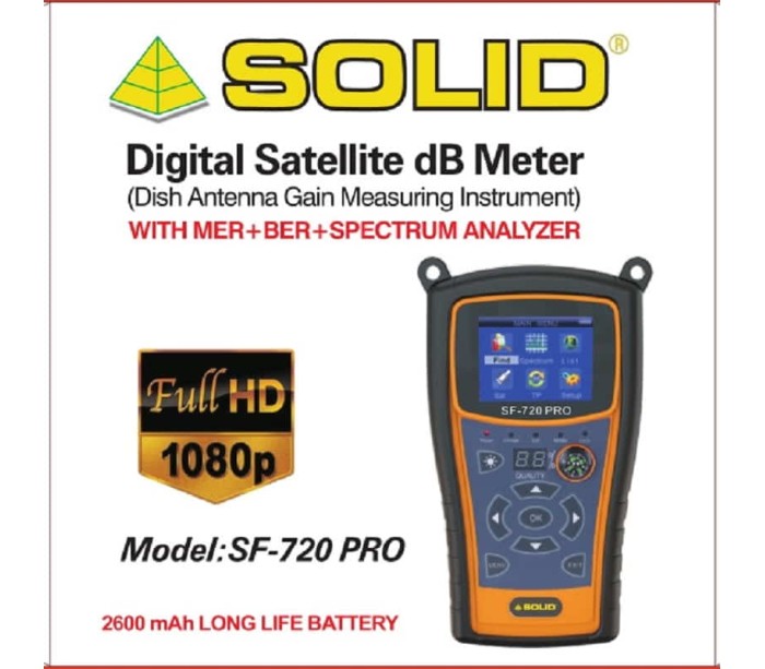 SOLID SF-720 Pro  Rechargeable Digital Satellite dB Meter with Torch