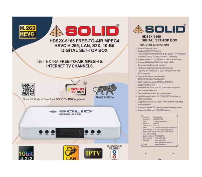 SOLID HDS2X-6165 H.265 10Bits HEVC  S2X FullHD FTA  Set-Top Box