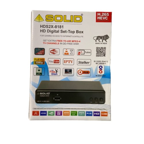 SOLID HDS2X-8181 H.265 T2-MI HEVC S2X FullHD Digital IT-BOX CUM Set-Top Box